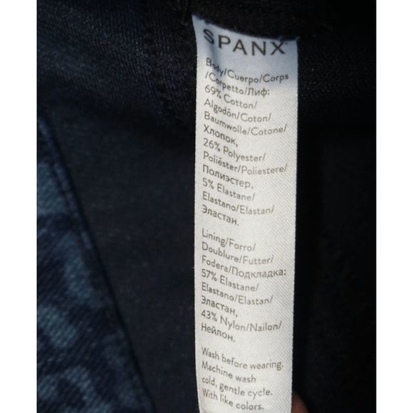 Spanx Jean-ish Blue Denim Leopard Ankle Jeggings Pants Sz Large Women's - Picture 4 of 4